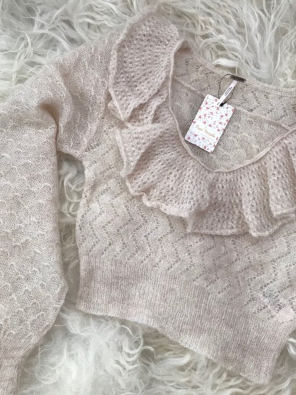 FREE PEOPLE Macaroon Ruffled Sweater 1856 - Picture 8 of 8
